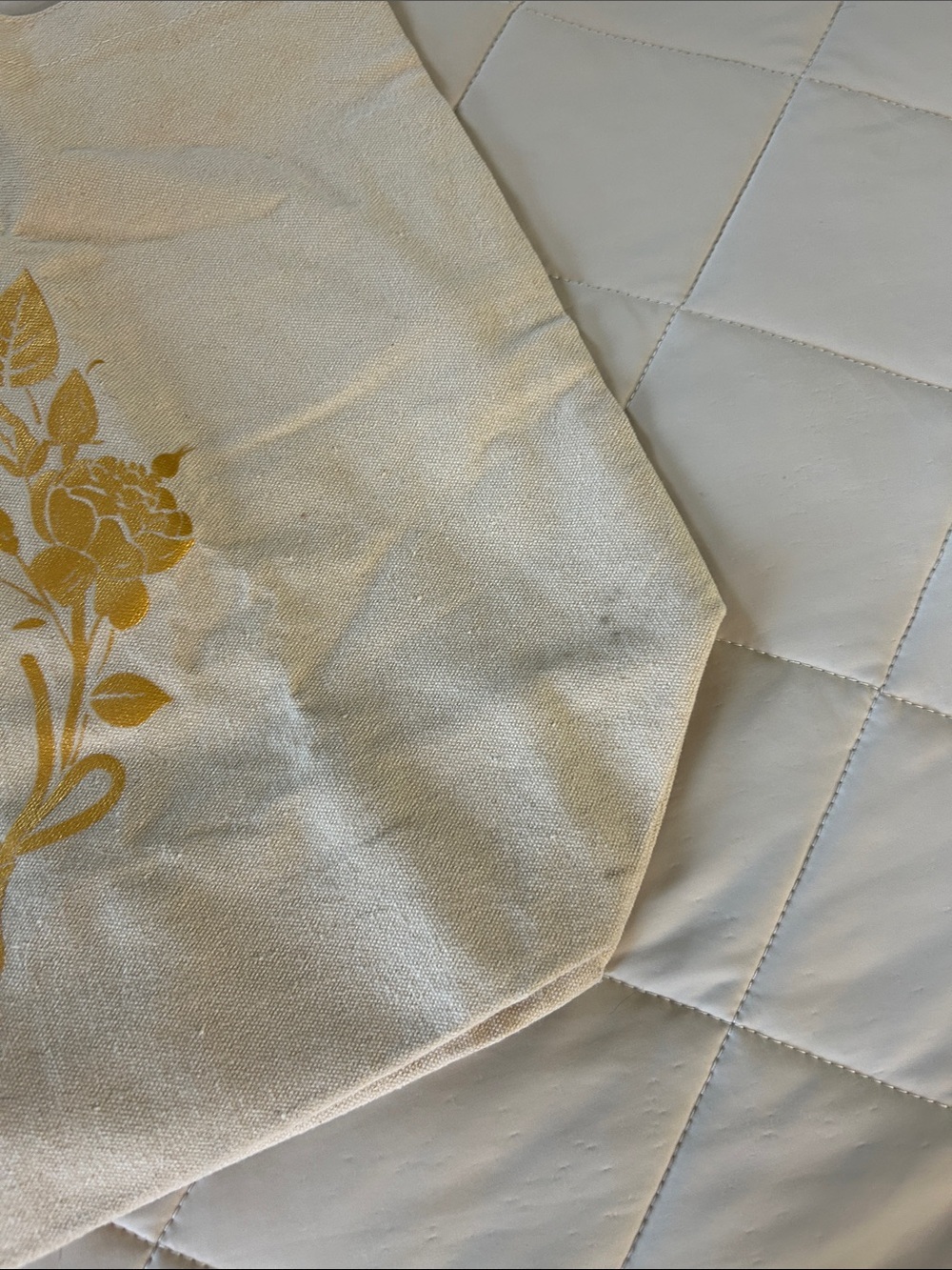 Amazon Cream Canvas Tote with Gold Monogram and Brown Handles - Picture 6 of 6